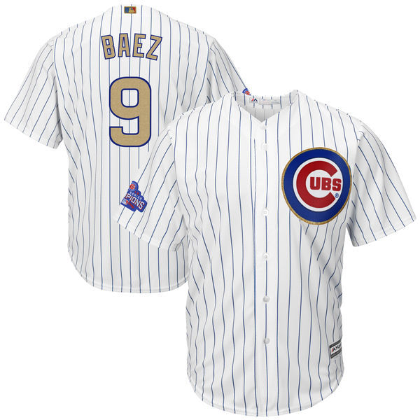 2017 MLB Chicago Cubs #9 Baez CUBS White Gold Program Game Jersey->dallas cowboys->NFL Jersey